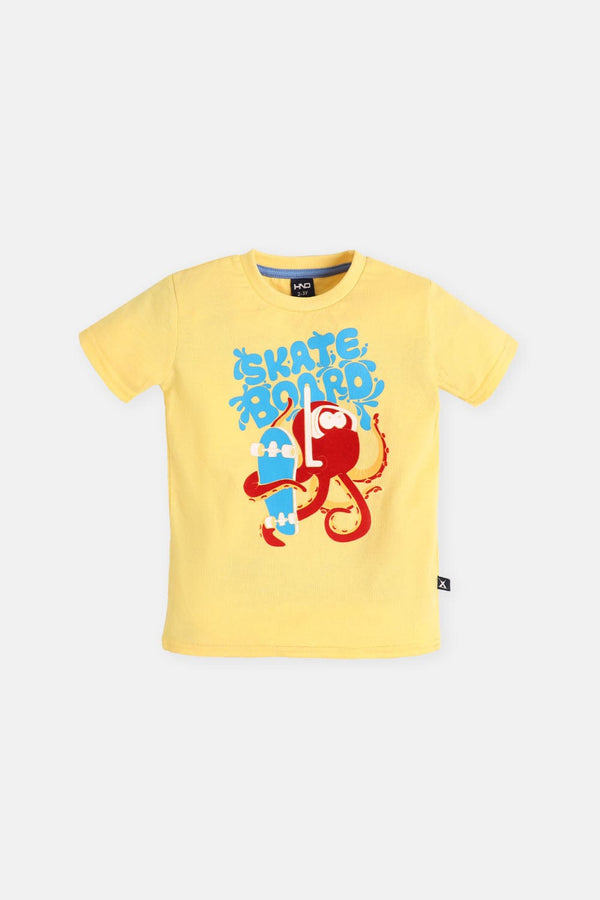 Hope Not Out by Shahid Afridi Boys Knit T-Shirt Boys Yellow Skate Board T-Shirt
