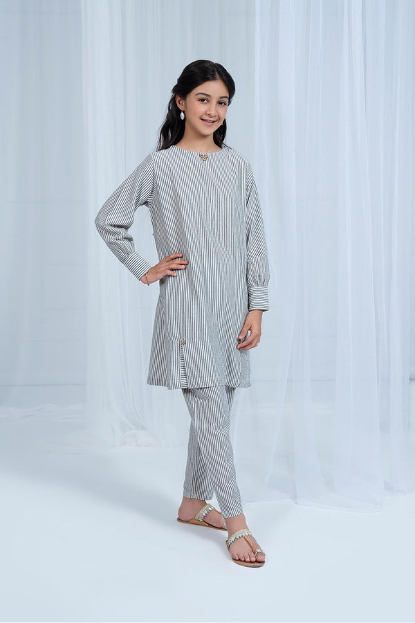 Hope Not Out by Shahid Afridi Eastern Girls Co-Ord Sets Striper Knot Co-ord Set Grey