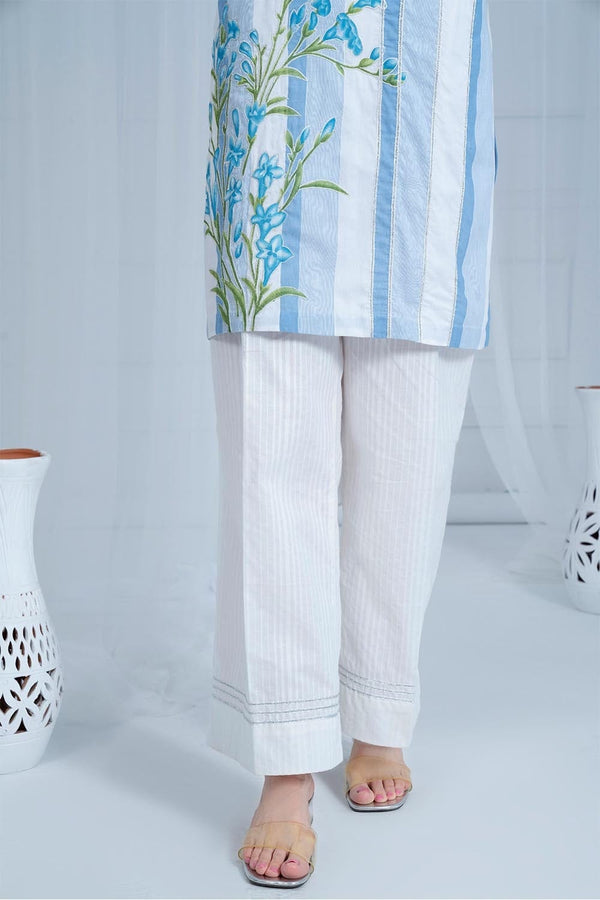 Hope Not Out by Shahid Afridi Eastern Women Trousers Textured White Culotte