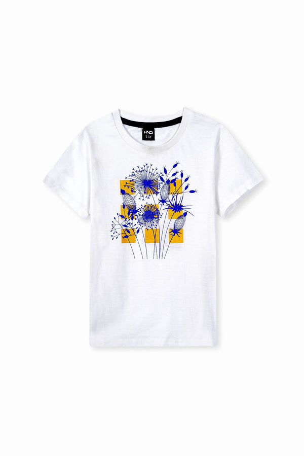 WHITE FLORAL PRINT T-SHIRT