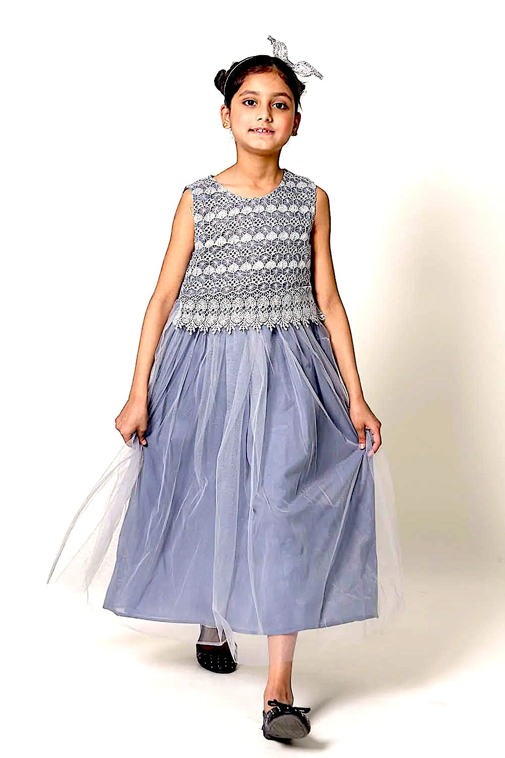 GREY LONG DRESS FROCK