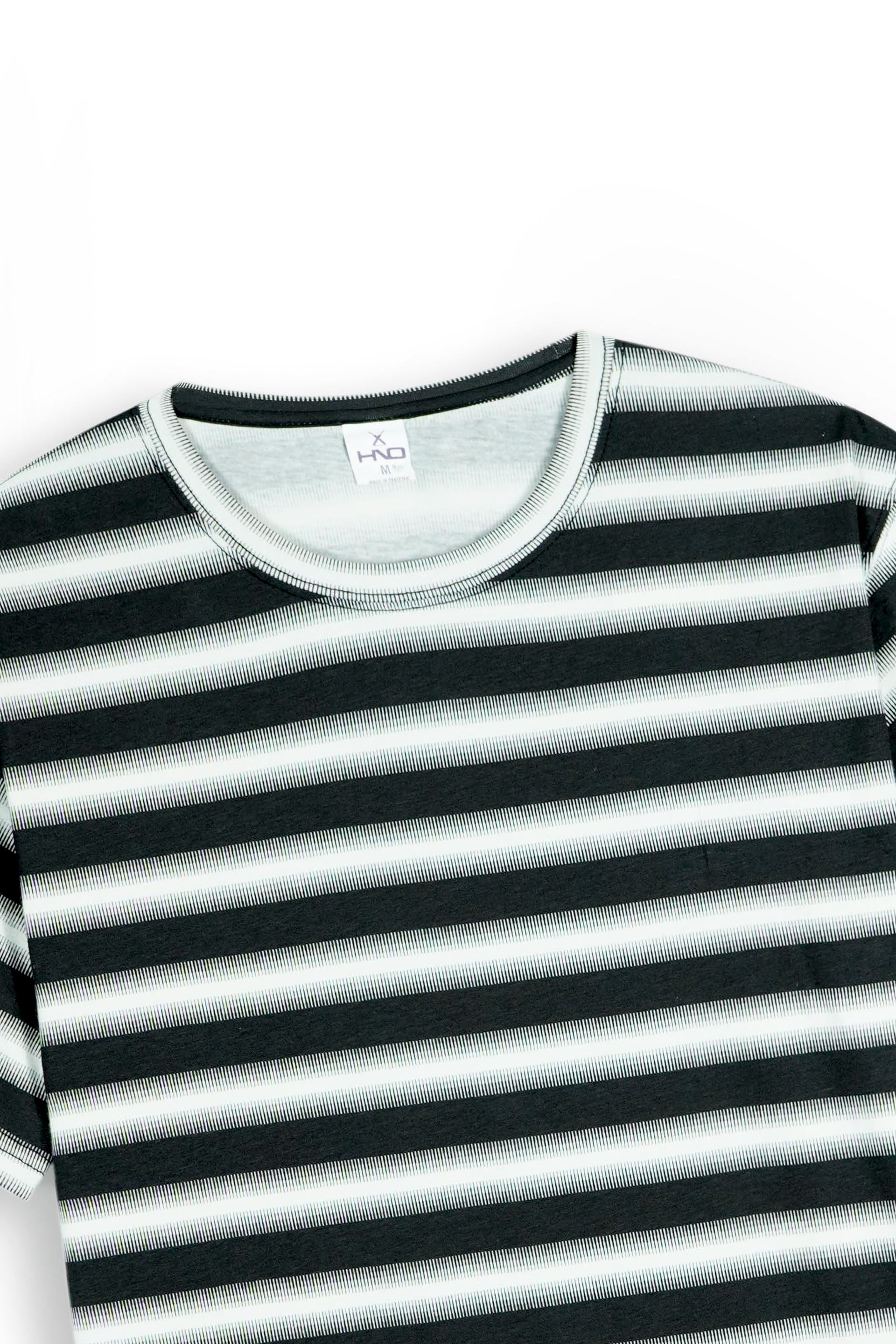 BLACK & WHITE STRIPED COTTON T-SHIRT