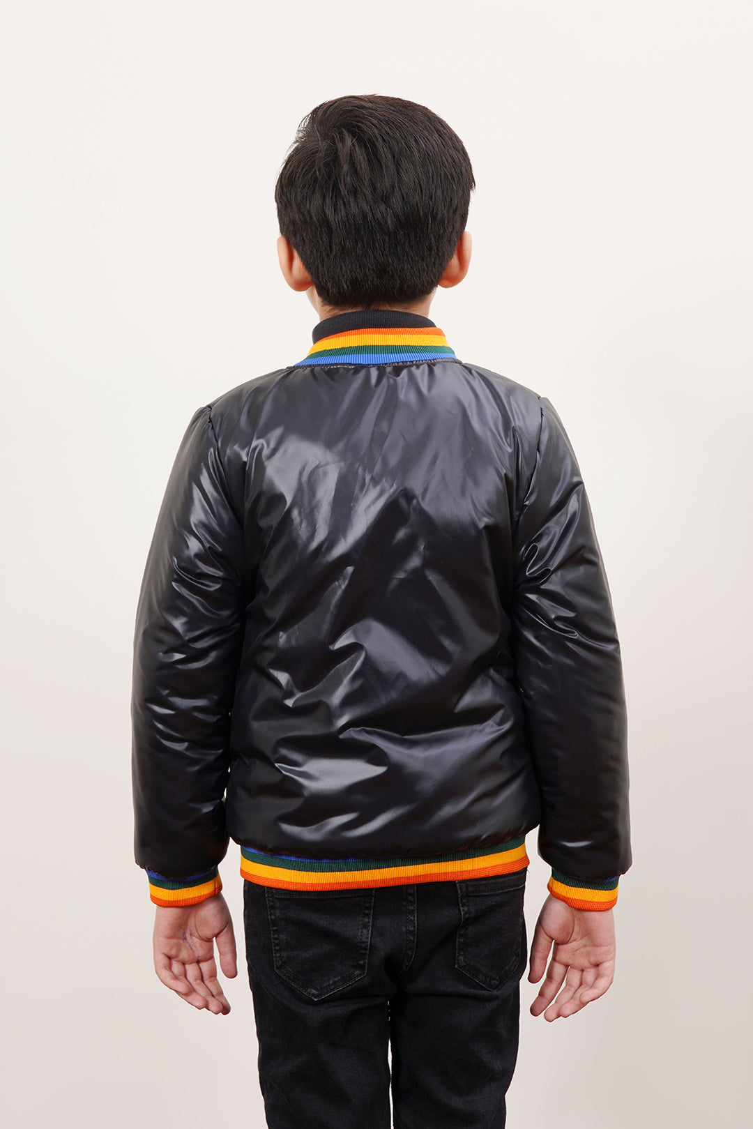 Unisex Quilted Puffer Jacket With Rainbow Rib