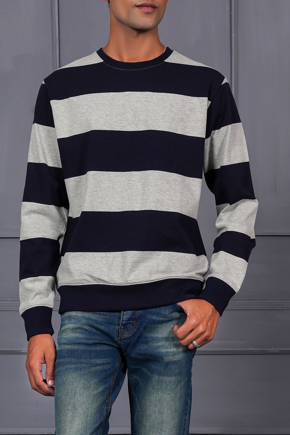 Black & Grey Striper Sweatshirt