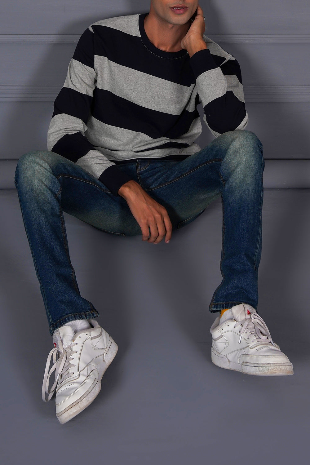 Black & Grey Striper Sweatshirt