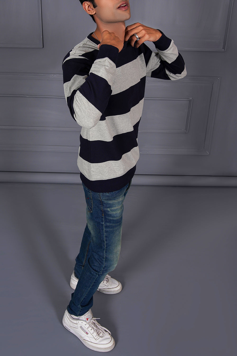 Black & Grey Striper Sweatshirt