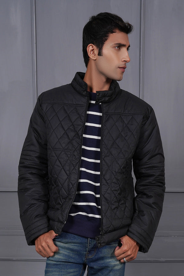 Black Quilted Men Puffer Jackets