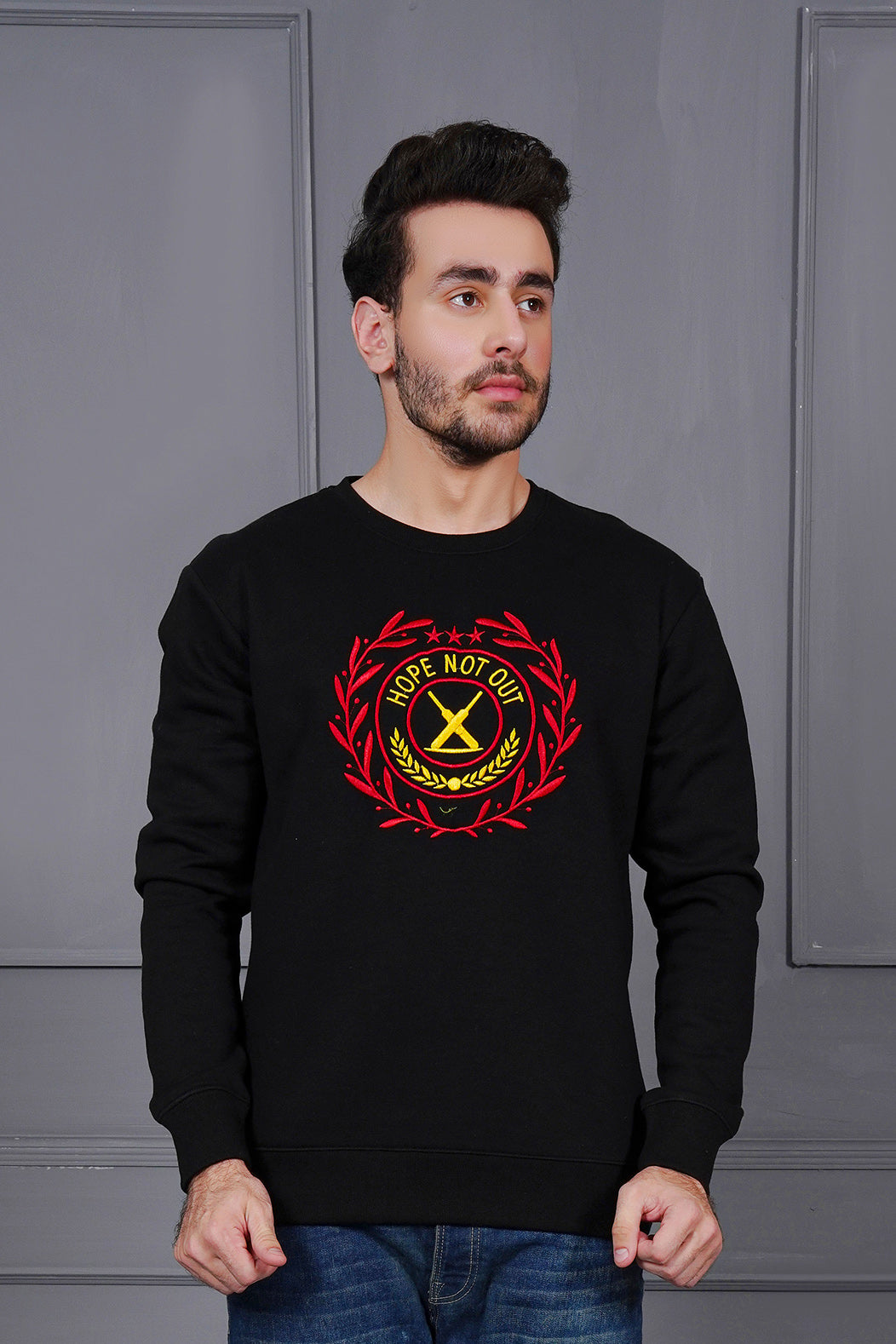 HNO Oversized Sweat Shirt With Embroidery Emblem