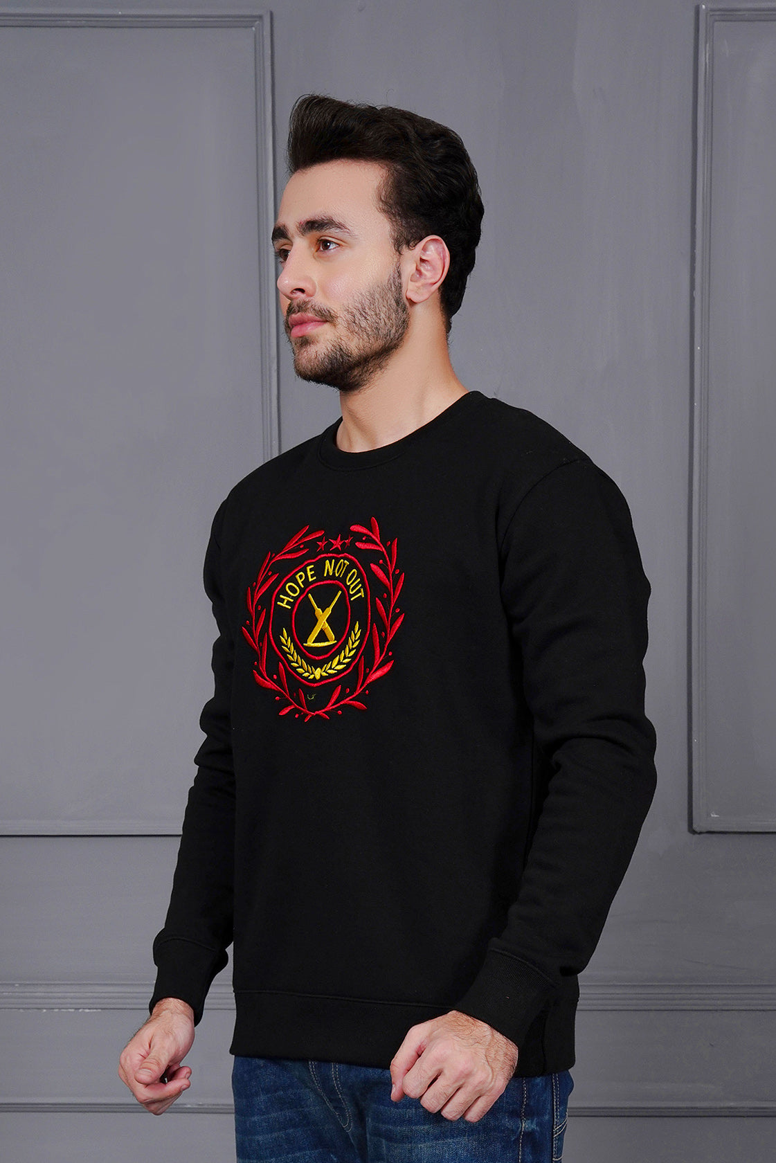 HNO Oversized Sweat Shirt With Embroidery Emblem