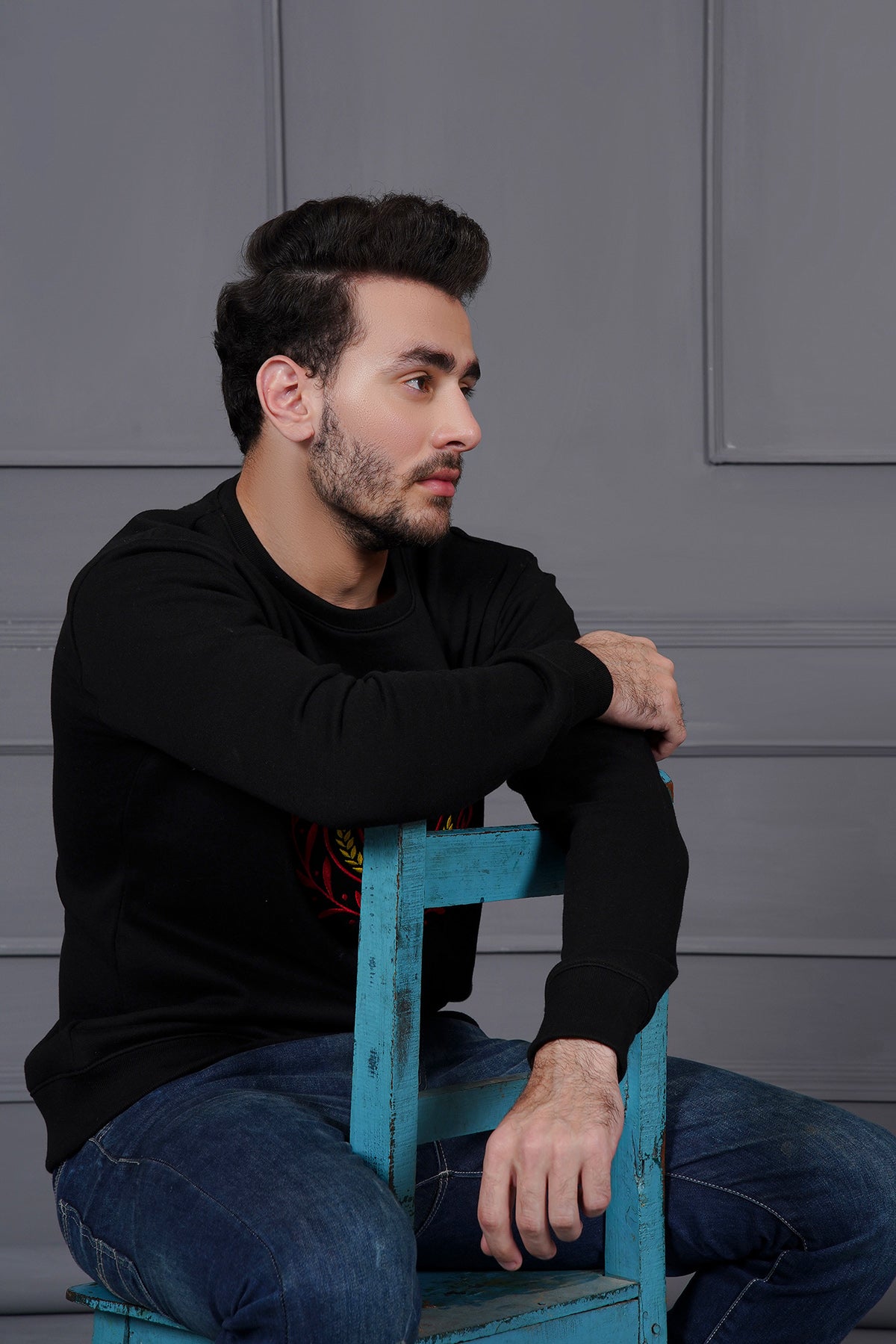 HNO Oversized Sweat Shirt With Embroidery Emblem