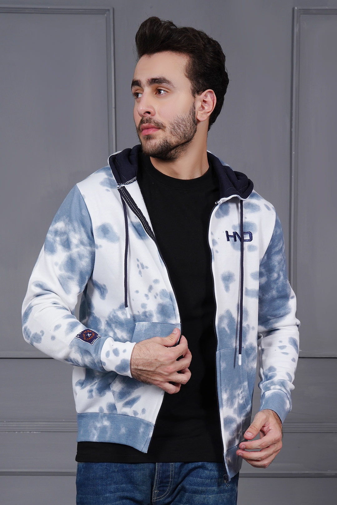 Tie & Dye Zipper Hood For Men
