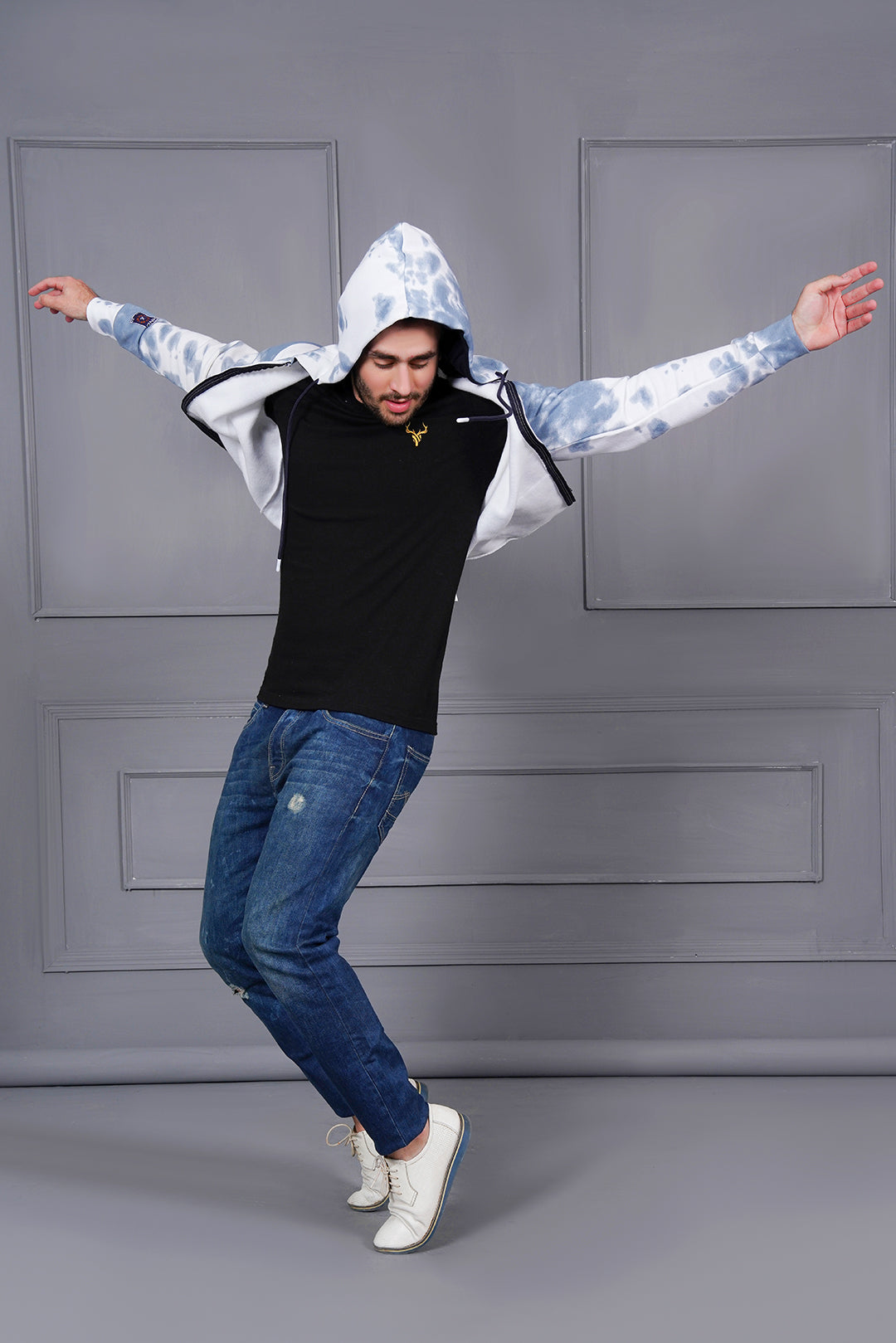 Tie & Dye Zipper Hood For Men