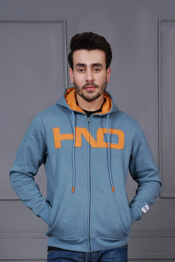 Applique Zipper Hood For Men