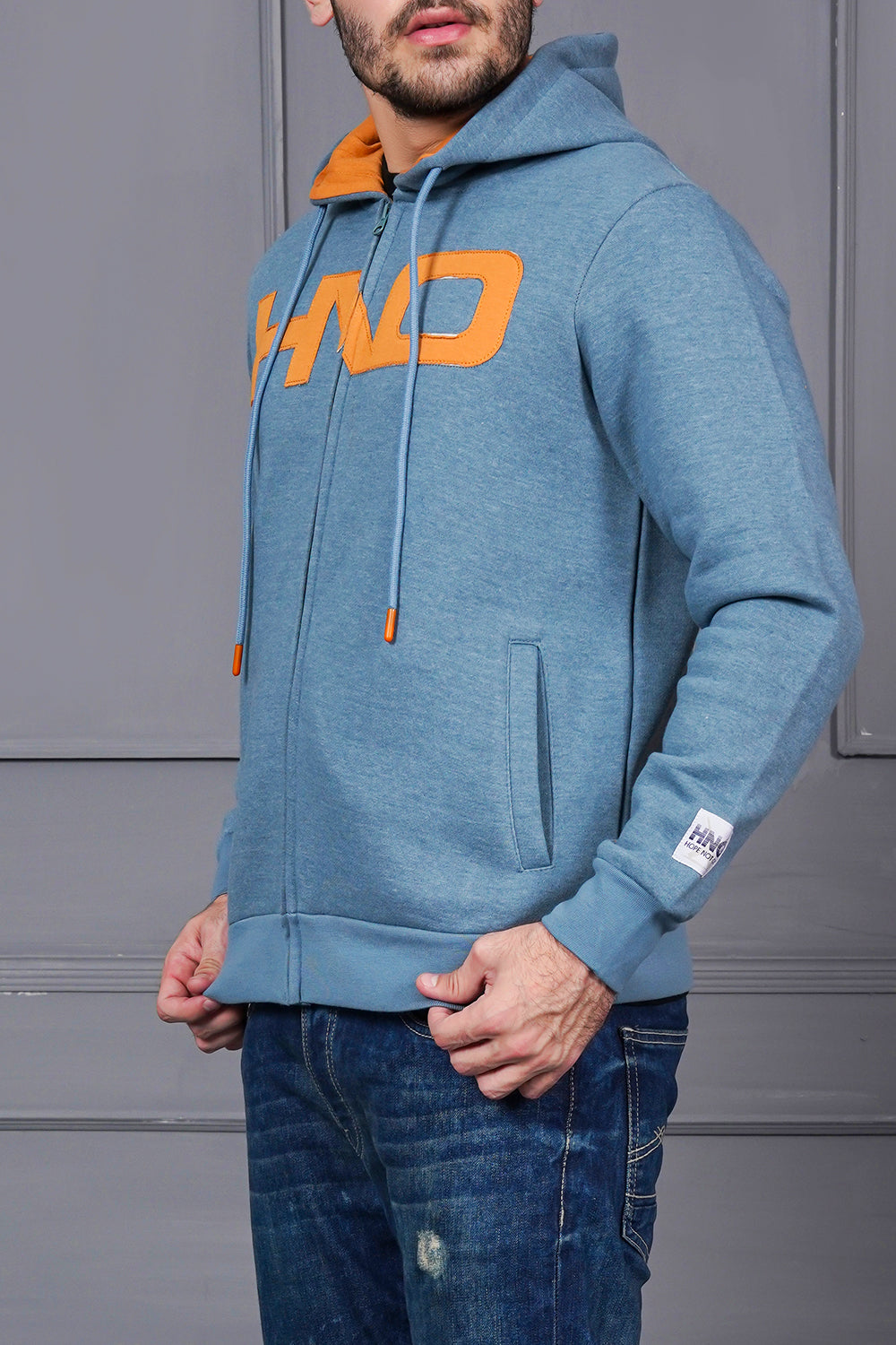 Cyan Blue Zipper Hoodie