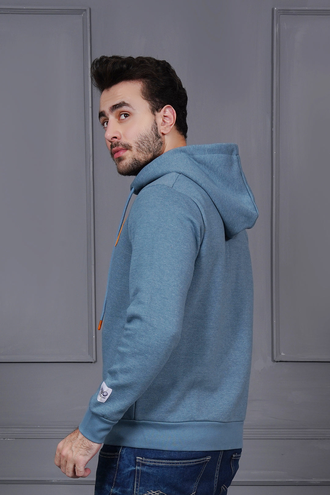 Applique Zipper Hood For Men