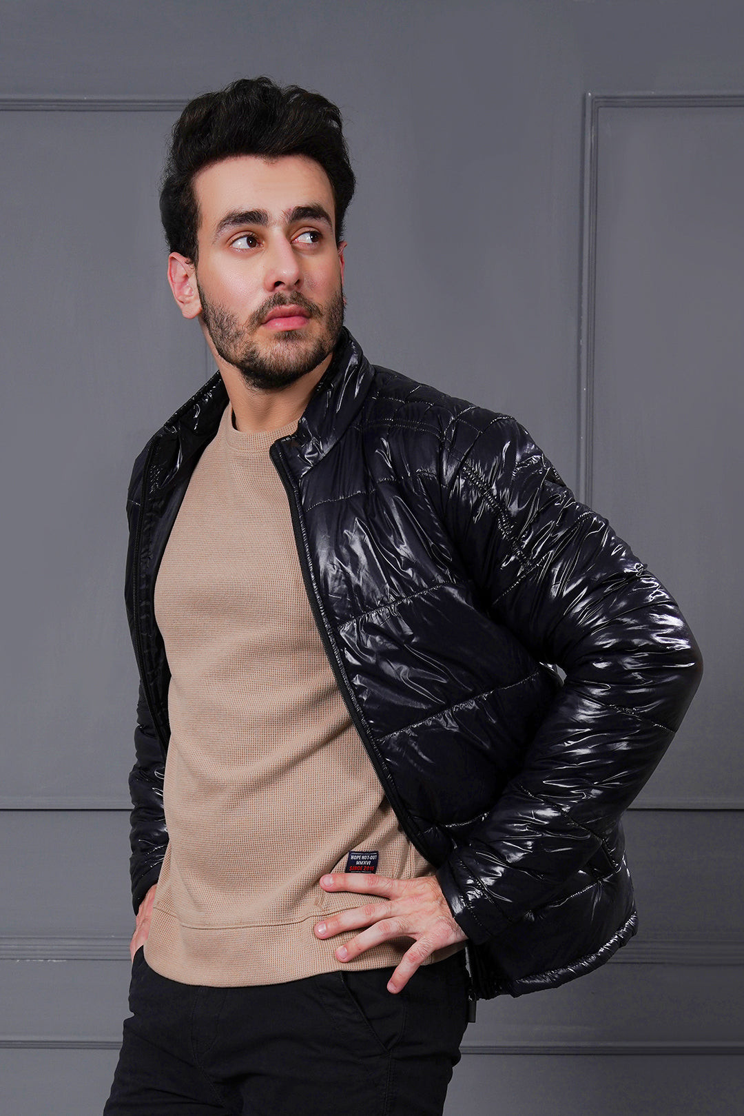 Glossy Black Puffer Jacket