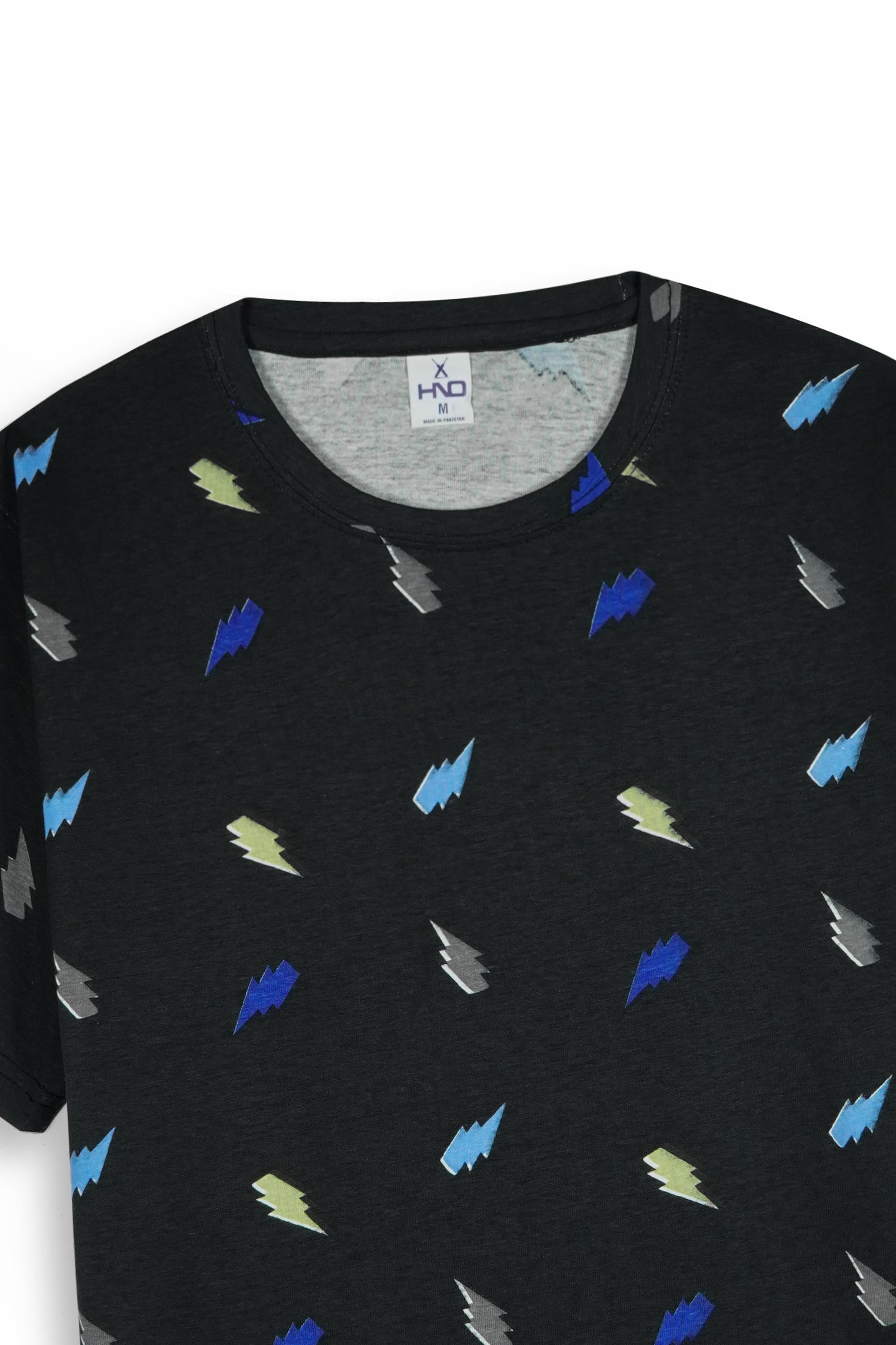 BLACK PRINTED COTTON T-SHIRT