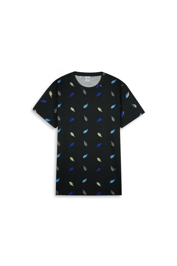 BLACK PRINTED COTTON T-SHIRT