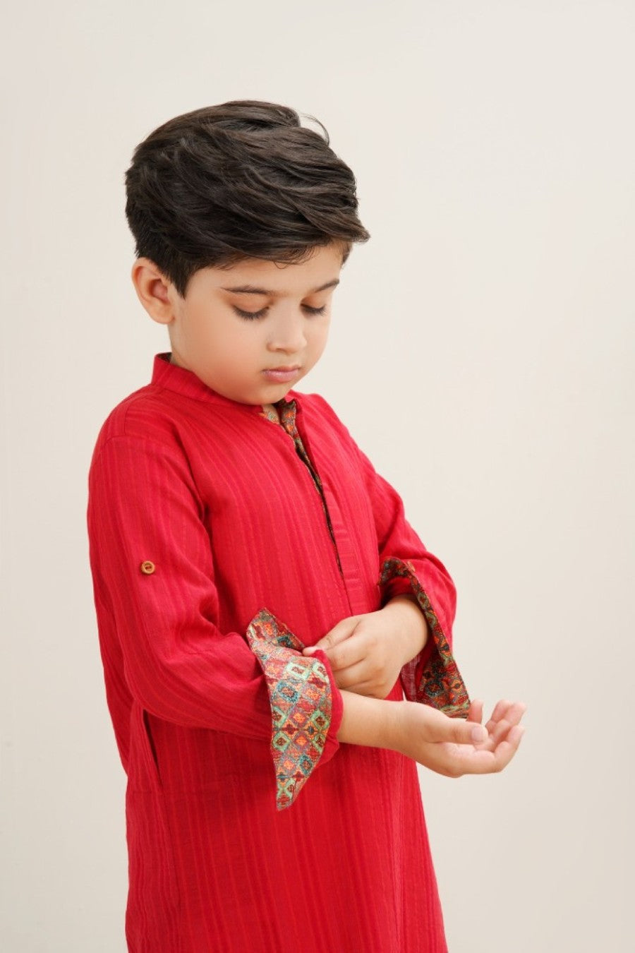 Maroon Boys Cotton Jacquard Kurta