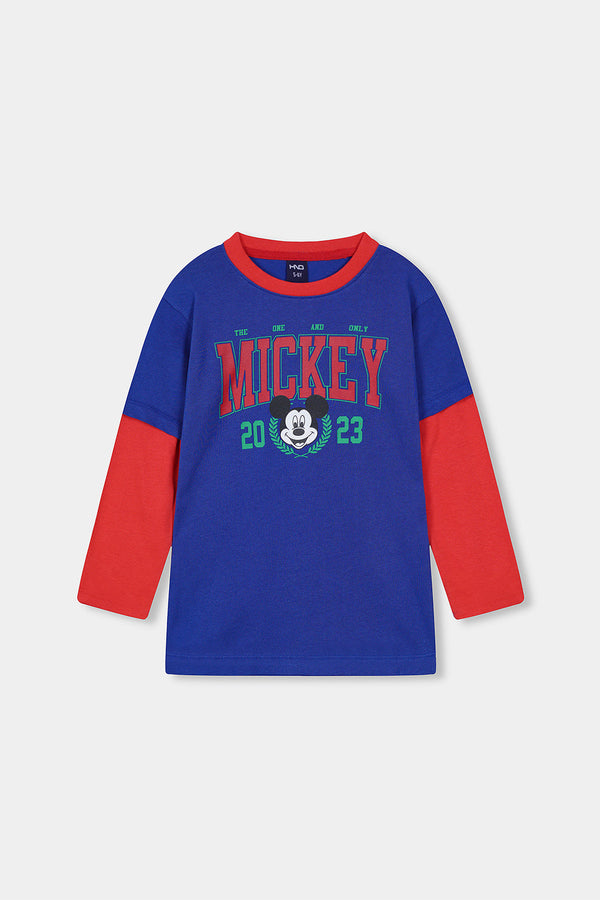 Boys Blue Mickey Full Sleeve Tee