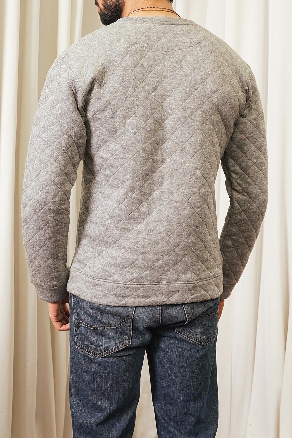 Grey Diamond Knit Sweatshirt