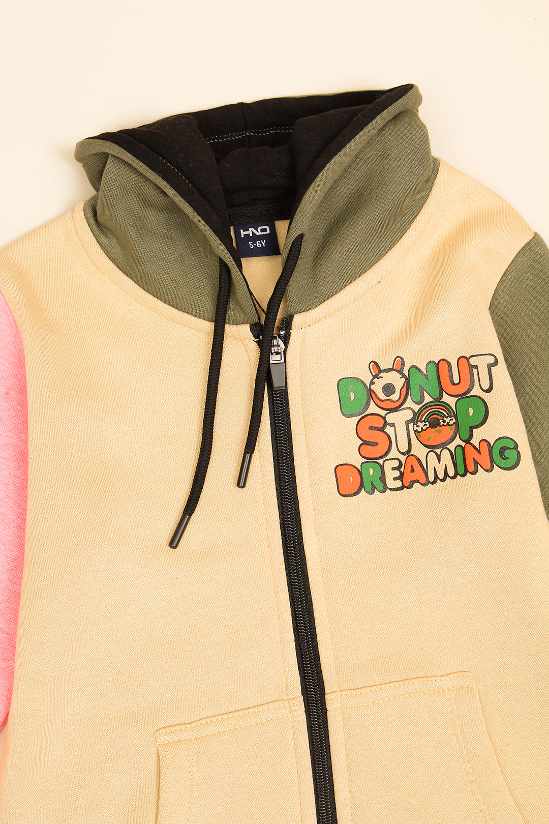 Girl's Dreaming Zipper Hood With Contrast Sleeve