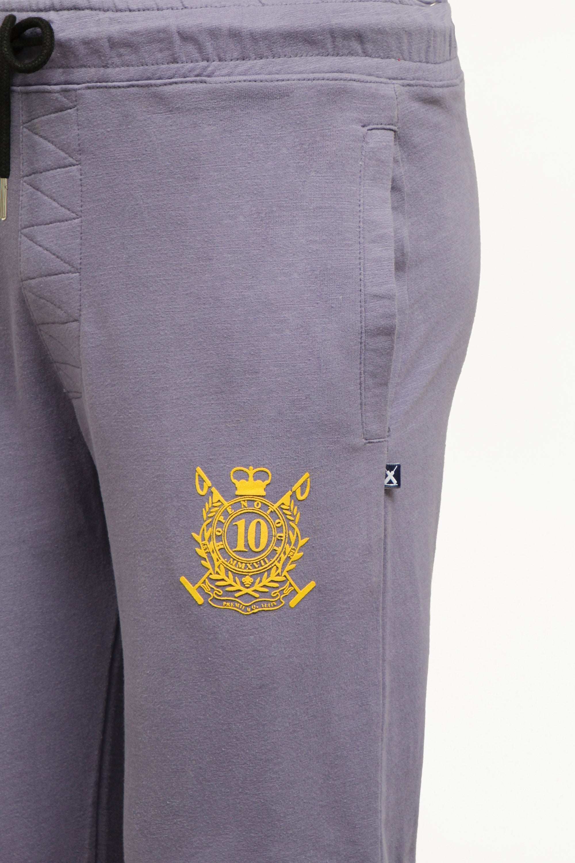 Men Solid Trouser With Printed Emblem