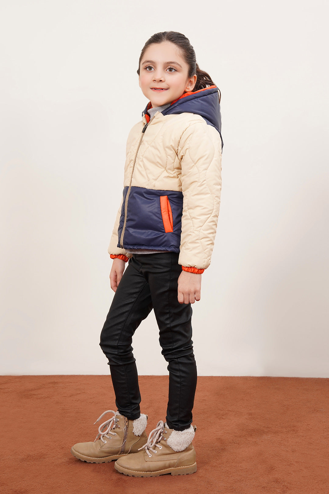 Unisex Two Tone Quilted Puffer Jacket With Hood