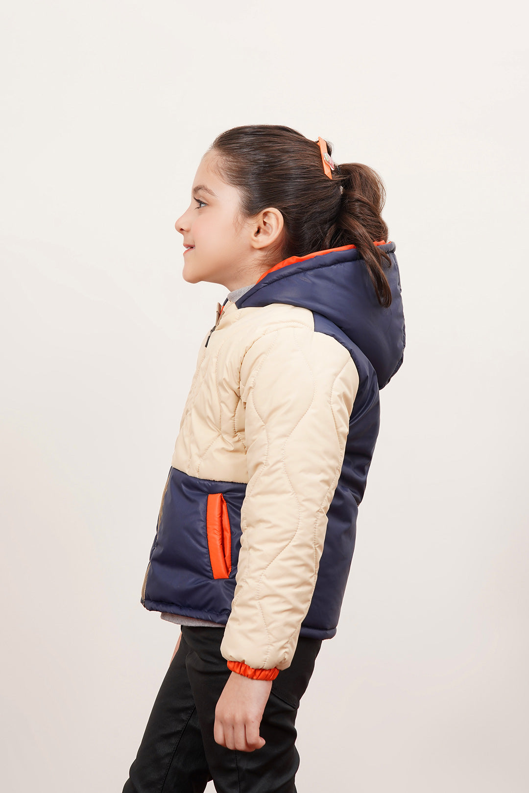 Unisex Two Tone Quilted Puffer Jacket With Hood