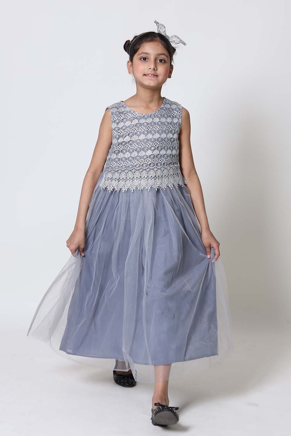 GREY LONG DRESS FROCK