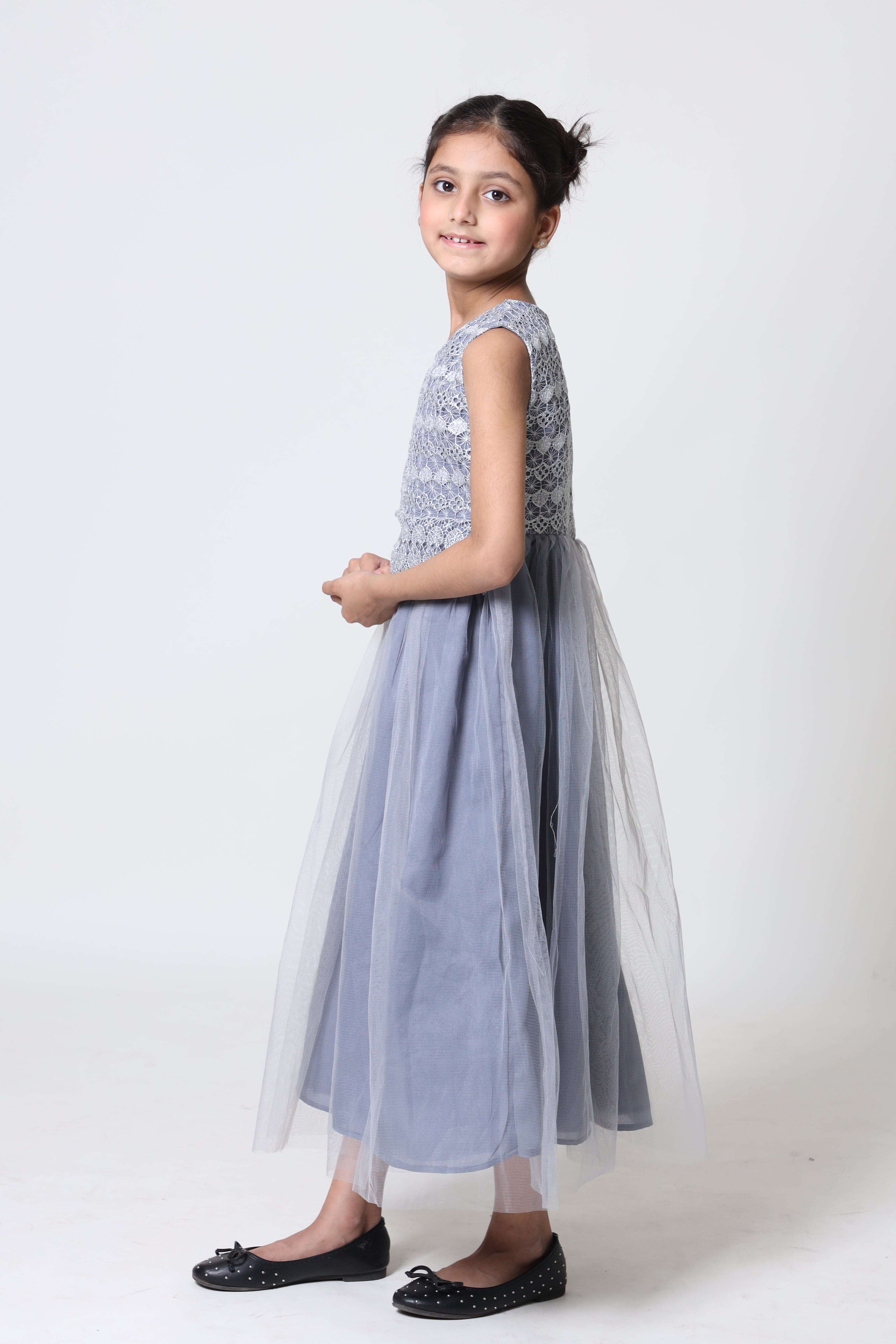 GREY LONG DRESS FROCK