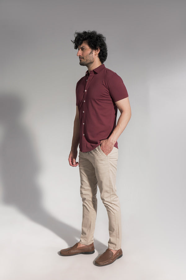 Maroon Half Sleeve Casual Shirt