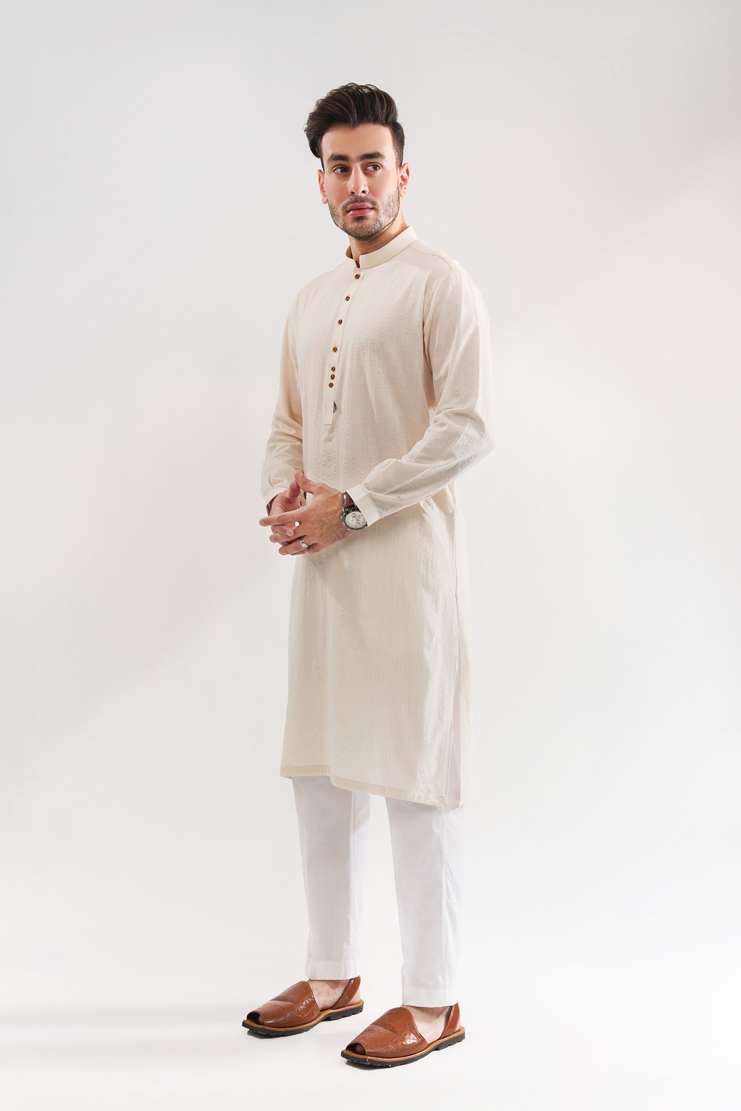 Cotton Self Lining Kurta For Men