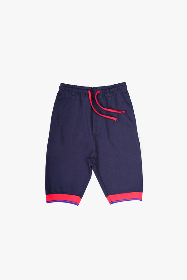 Navy Shorts With Elasticated Hem