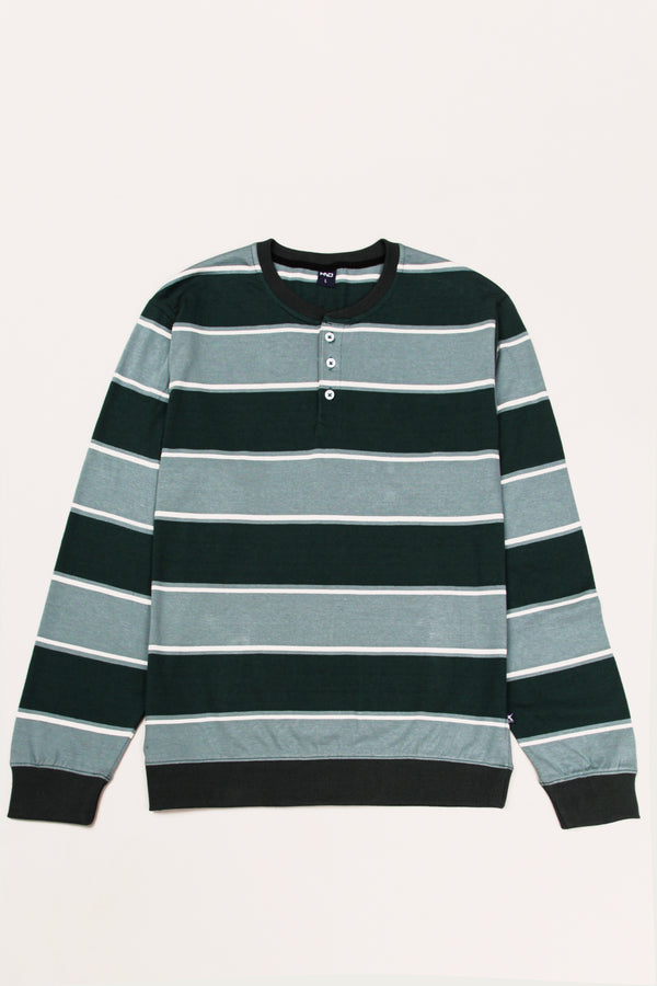 Men's Henley Striped Sweatshirt