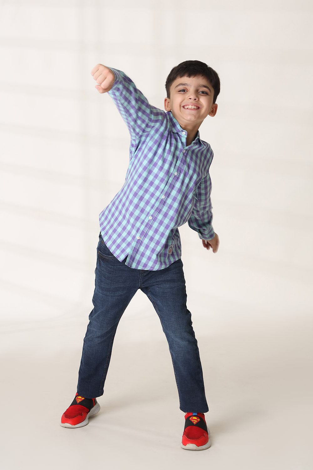 Hope Not Out by Shahid Afridi Boys Casual Shirt Boys Purple Derby Check Casual Shirt