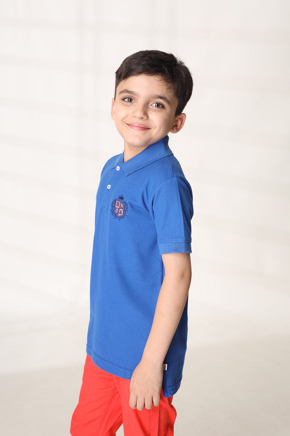 Hope Not Out by Shahid Afridi Boys Knit Polo Shirt Blue Polo With Embroidered Logo