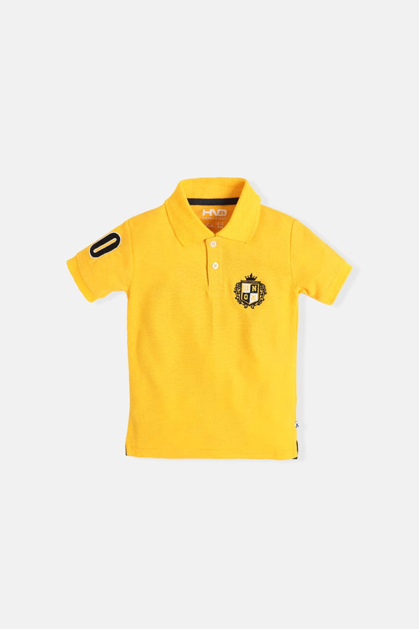 Hope Not Out by Shahid Afridi Boys Knit Polo Shirt Boys Mustard Fashion Embroidery Polo
