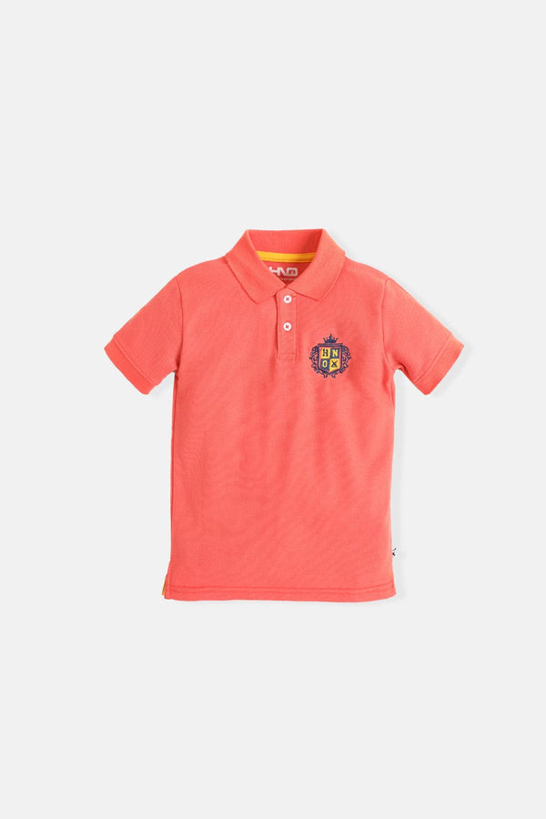 Hope Not Out by Shahid Afridi Boys Knit Polo Shirt Boys Peach Fashion Embroidery Polo