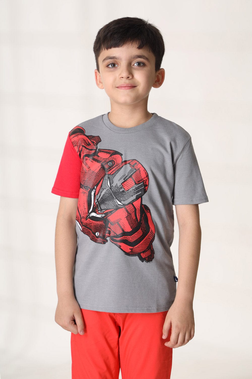 Hope Not Out by Shahid Afridi Boys Knit T-Shirt Boys Grey Iron Man T-Shirt