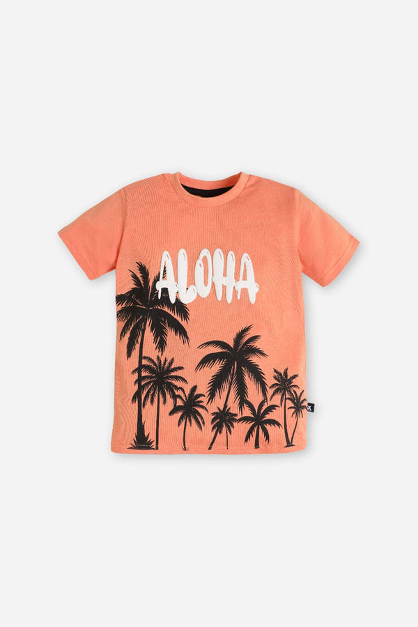 Hope Not Out by Shahid Afridi Boys Knit T-Shirt Boys Orange Aloha T-Shirt