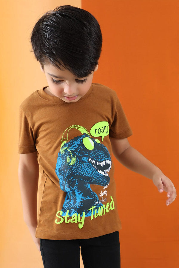 Hope Not Out by Shahid Afridi Boys Knit T-Shirt T-Rex Graphic Printed T-Shirt