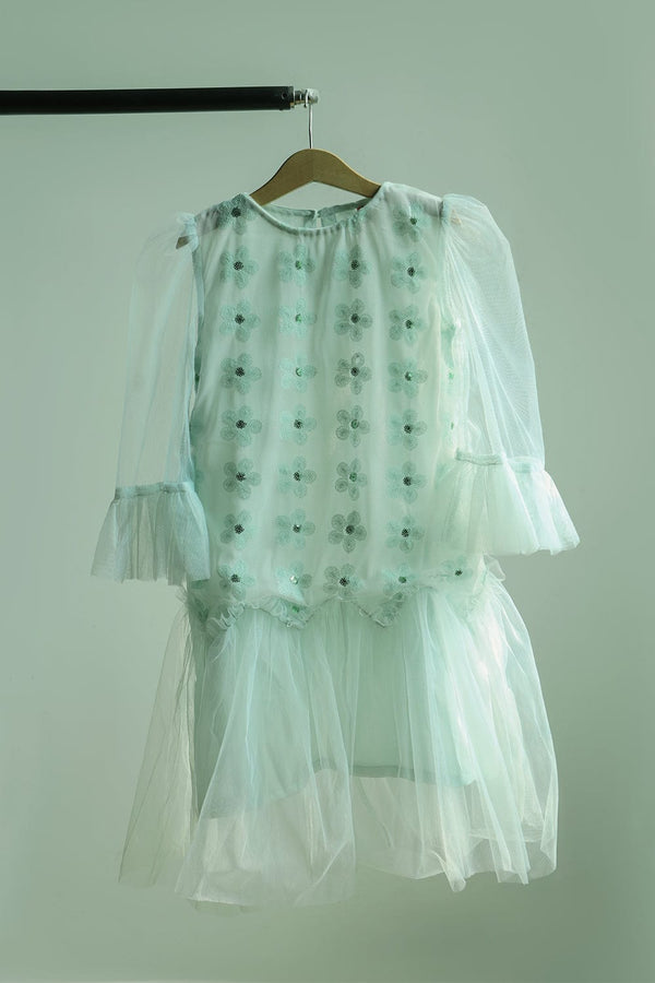 Hope Not Out by Shahid Afridi Eastern Girls Frocks Girl Flora Green Net Frill Frock