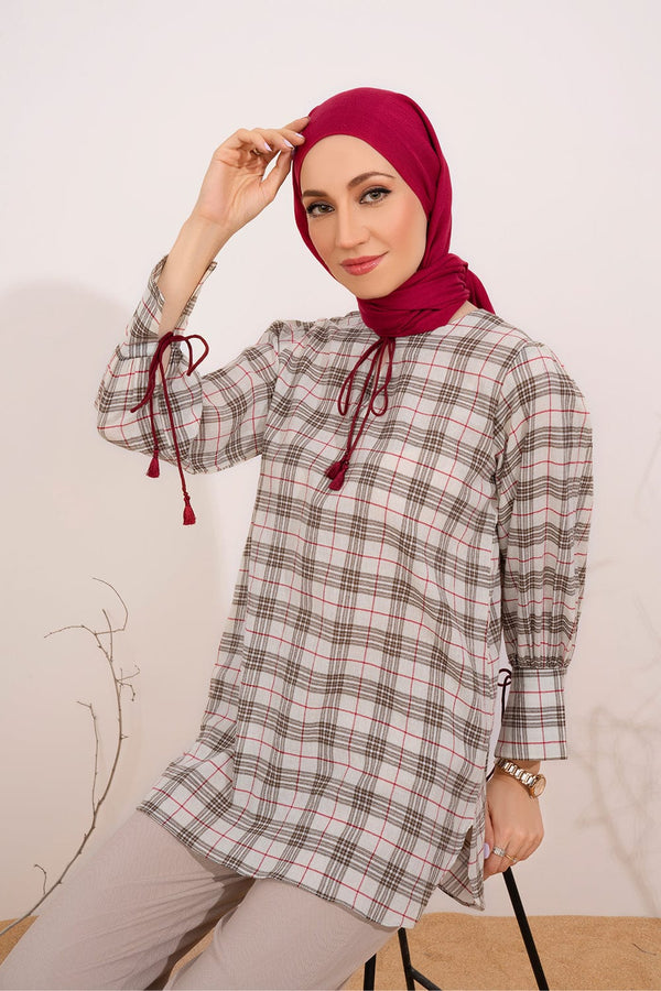 Hope Not Out by Shahid Afridi Eastern Women Shirts Checkered Top