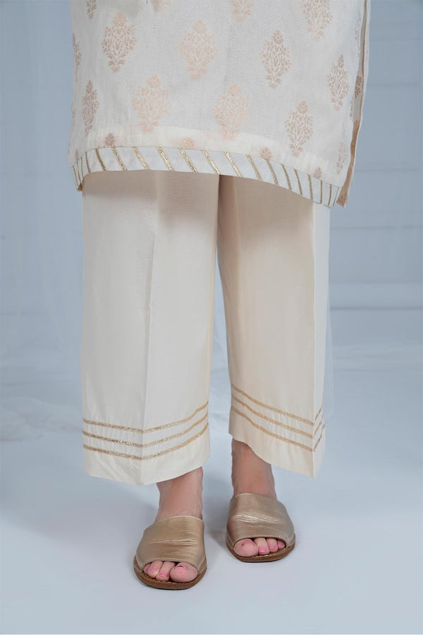 Hope Not Out by Shahid Afridi Eastern Women Trousers Woman Creamy White Basic Trouser Flora
