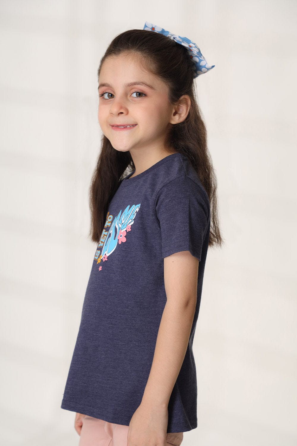 Hope Not Out by Shahid Afridi Girls Knit T-Shirt Fluttering Beauty: Girls' Blue Butterfly T-Shirt