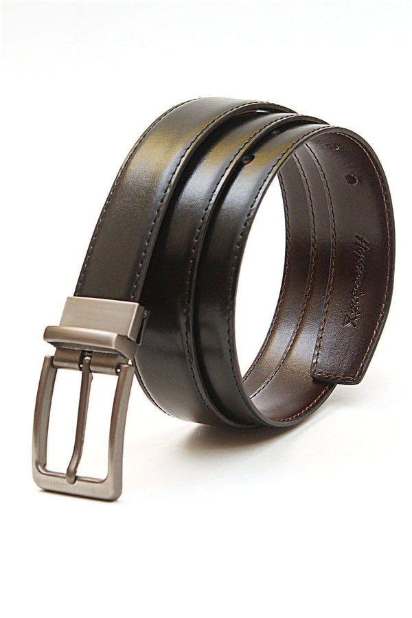 Hope Not Out by Shahid Afridi Men Belts Reversible Black/Brown Leather Belt HMBLT220008 220356-STD-BLK