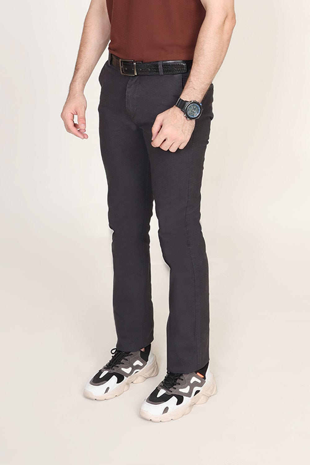 Hope Not Out by Shahid Afridi Men Chino Charcoal Textured Chino