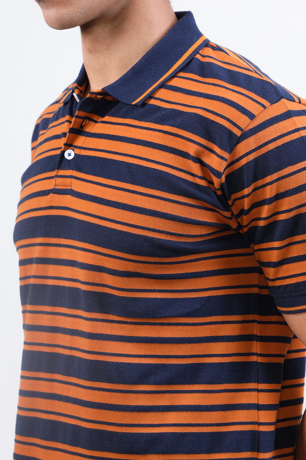 Hope Not Out by Shahid Afridi Men Polo Shirt HNO Orange Yarn Dyed Striped Polo Shirt for Men