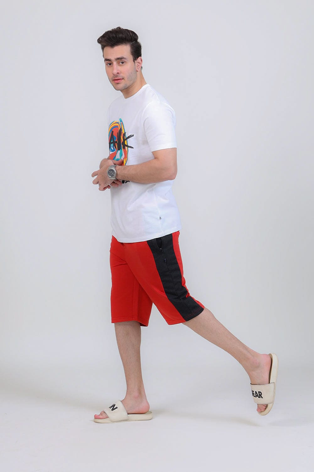 Hope Not Out by Shahid Afridi Men Shorts Man Red Knit Short with Side Panel